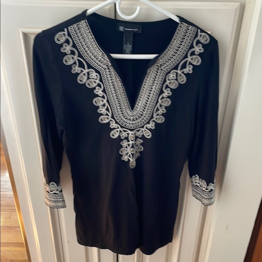 Black Embroidered Women's Top